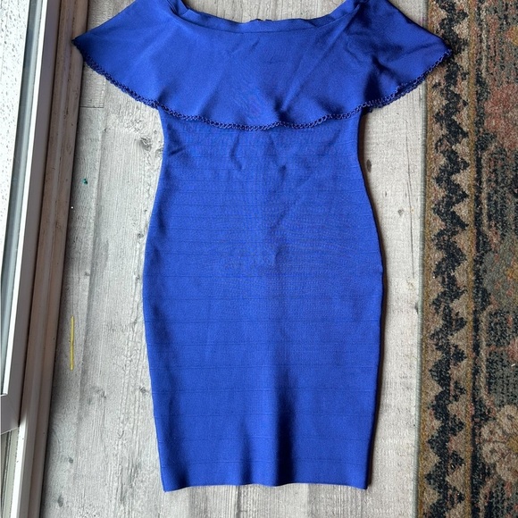 Marciano Elegant Blue Off-Shoulder Bodycon Dress (worn once) - Picture 1 of 7